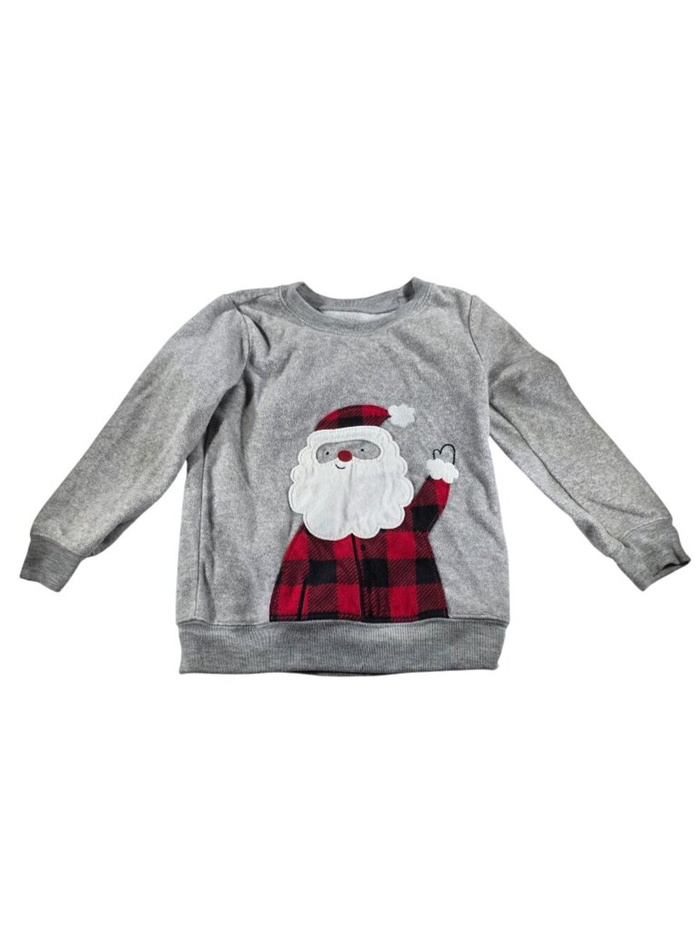 Just One You By Carters Gray Santa Sweatshirt Size 3T Red Black Buffalo Plaid